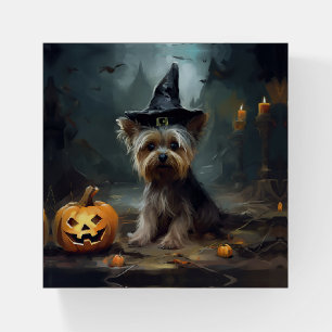 Yorkshire Terrier Pumpkins Halloween Scary  Paperweight