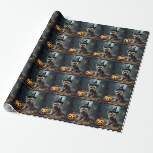 Yorkshire Terrier Pumpkins Halloween Scary  Wrapping Paper