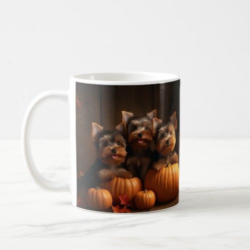 Yorkshire Terrier Puppy Autumn Delight Pumpkin  Coffee Mug