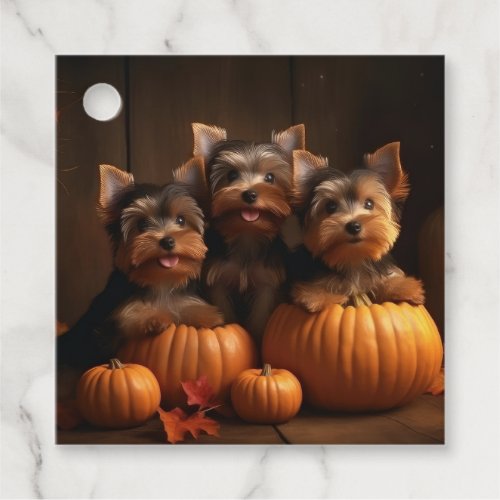 Yorkshire Terrier Puppy Autumn Delight Pumpkin  Favor Tags