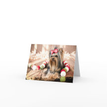 Yorkshire Terrier Puppy Christmas Note Card