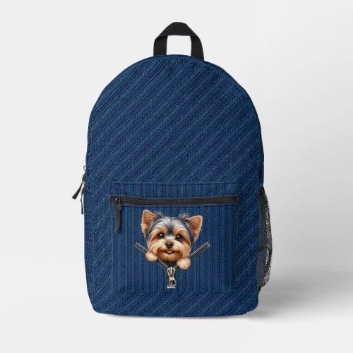 Yorkshire Terrier Puppy Denim Cloth Printed Backpack