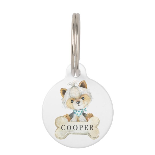Yorkshire Terrier Puppy Dog Pet ID Tag (Front)