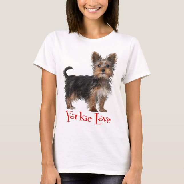 Yorkshire Terrier Puppy Dog Red Love Ladies T-Shirt (Front)