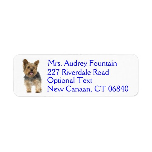 Yorkshire Terrier Puppy Dog Return Address Label