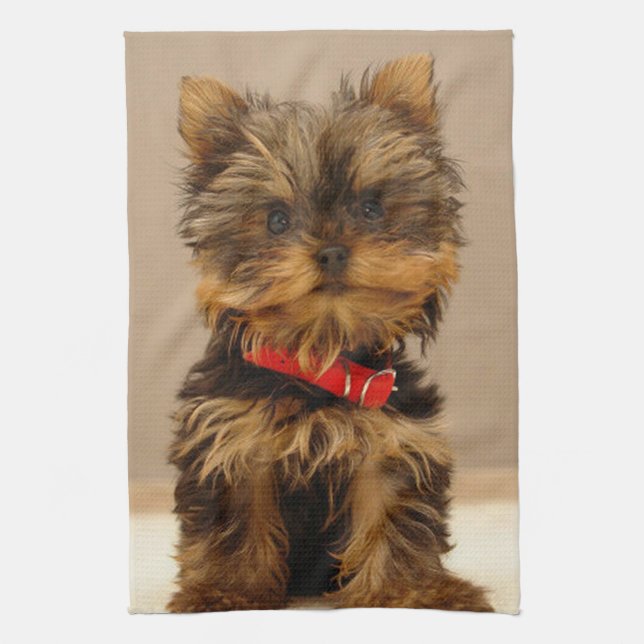 Yorkshire Terrier Puppy Kitchen Towel (Vertical)