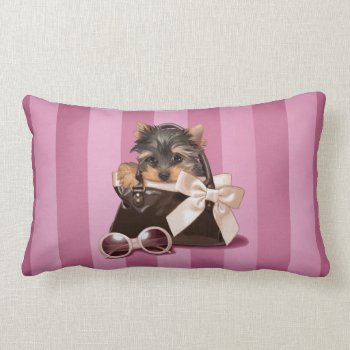 Yorkshire Terrier Puppy Lumbar Pillow by MarylineCazenave at Zazzle