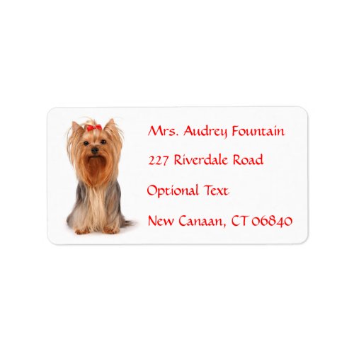 Yorkshire Terrier Puppy Name Address Mailing Label