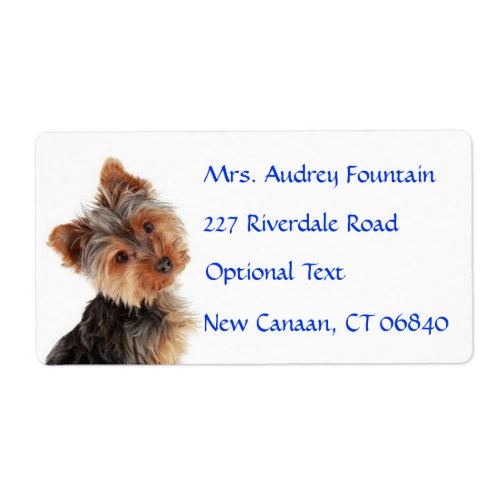 Yorkshire Terrier Puppy Name Address Mailing Label