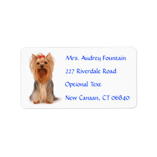 Yorkshire Terrier Puppy Name Address Mailing Label