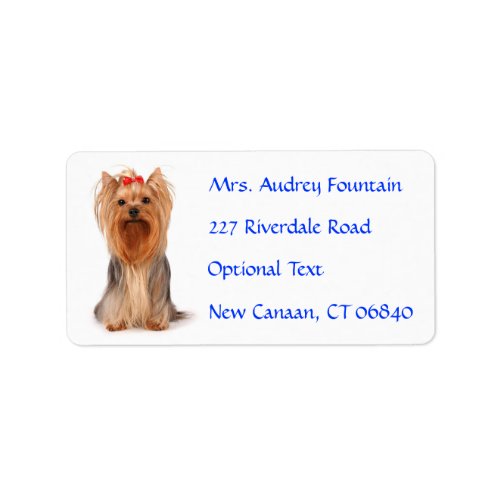 Yorkshire Terrier Puppy Name Address Mailing Label