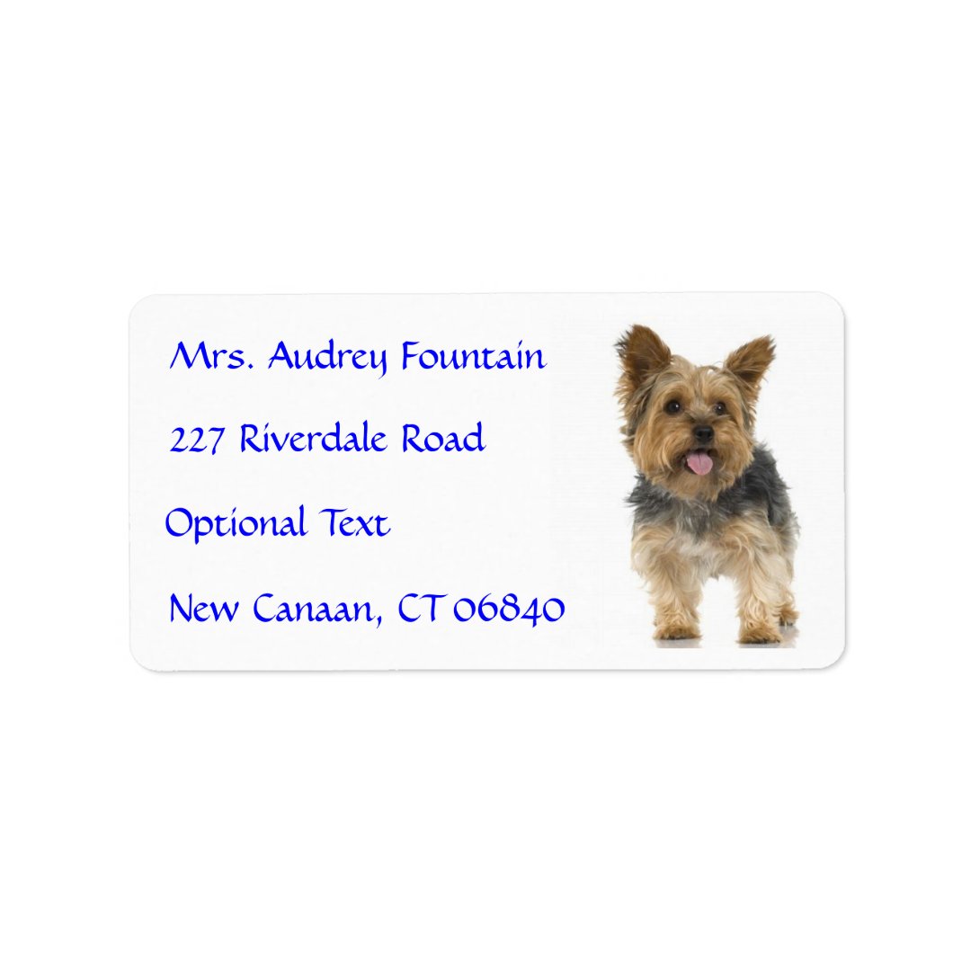 Yorkshire Terrier Puppy Name Address Mailing Label Zazzle