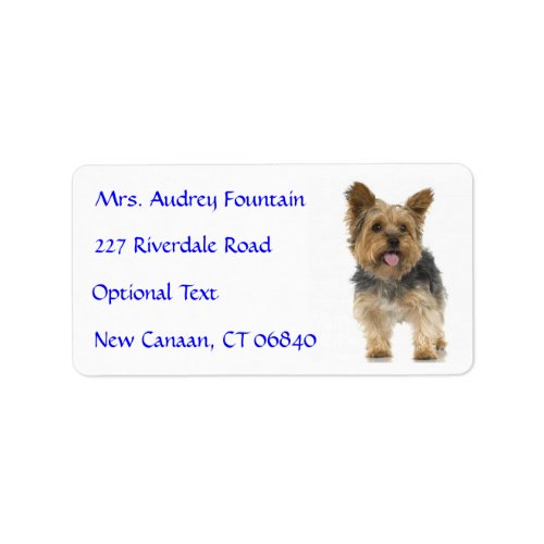 Yorkshire Terrier Puppy Name Address Mailing Label