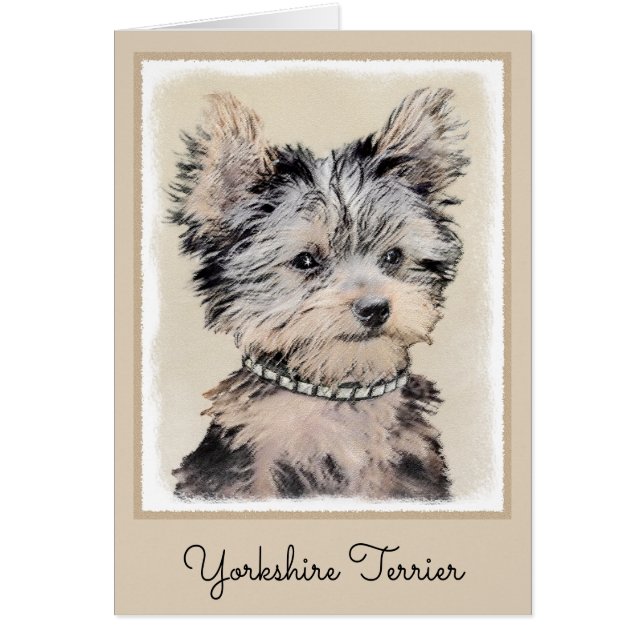 Yorkshire Terrier Puppy Painting Original Dog Art (Front)