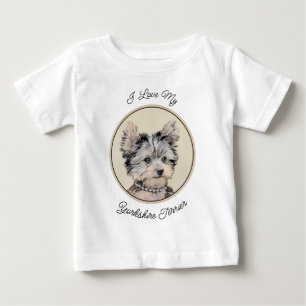 Yorkshire Terrier Puppy Painting Original Dog Art Baby T-Shirt