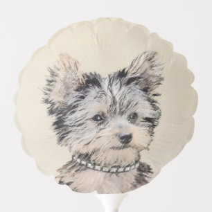 Yorkshire Terrier Puppy Painting Original Dog Art Balloon