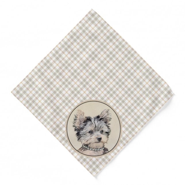 Yorkshire Terrier Puppy Painting Original Dog Art Bandana (Front)