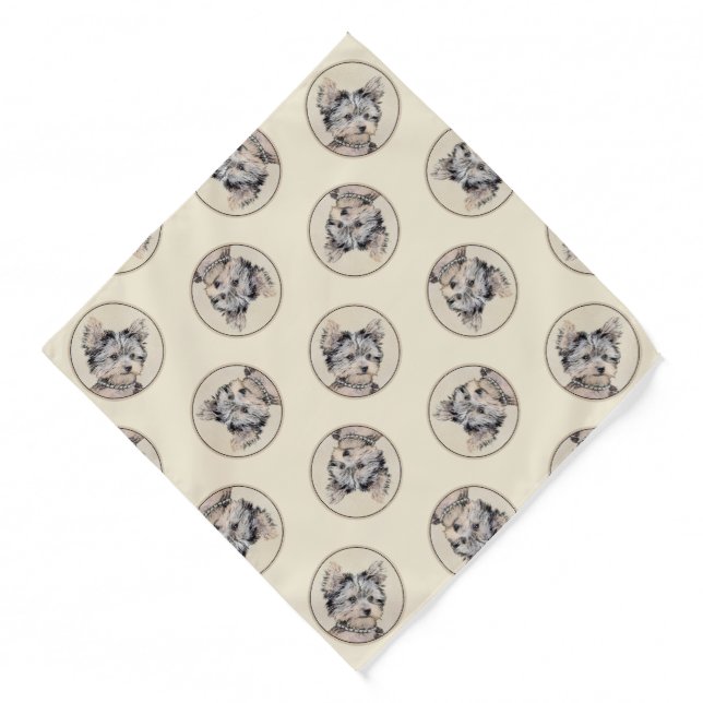 Yorkshire Terrier Puppy Painting Original Dog Art Bandana (Front)