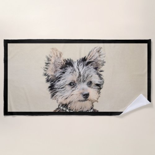 Yorkshire Terrier Puppy Painting Original Dog Art Beach Towel