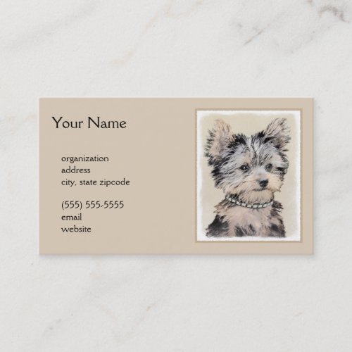 Yorkshire Terrier Puppy Painting Original Dog Art Business Card