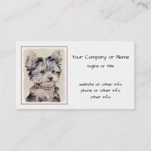 Yorkshire Terrier Puppy Painting Original Dog Art Business Card