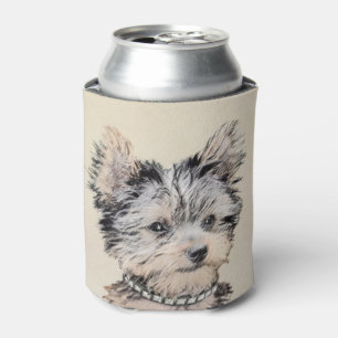 Yorkshire Terrier Puppy Painting Original Dog Art Can Cooler