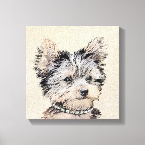 Yorkshire Terrier Puppy Painting Original Dog Art Canvas Print