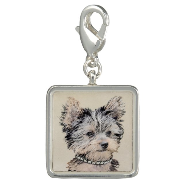 Yorkshire Terrier Puppy Painting Original Dog Art Charm (Front)