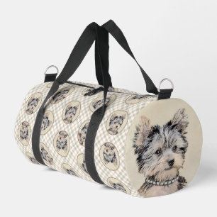 Yorkshire Terrier Puppy Painting Original Dog Art Duffle Bag