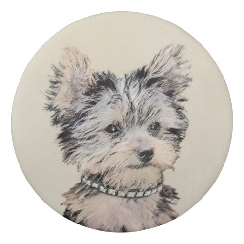 Yorkshire Terrier Puppy Painting Original Dog Art Eraser