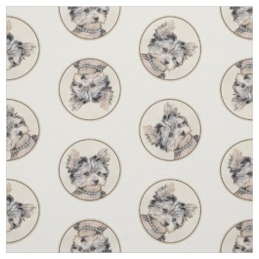Yorkshire Terrier Puppy Painting Original Dog Art Fabric