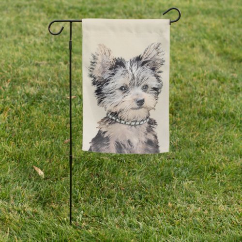 Yorkshire Terrier Puppy Painting Original Dog Art Garden Flag