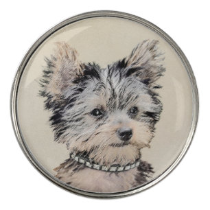 Yorkshire Terrier Puppy Painting Original Dog Art Golf Ball Marker