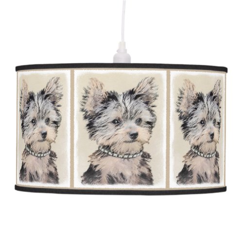 Yorkshire Terrier Puppy Painting Original Dog Art Hanging Lamp