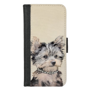 Yorkshire Terrier Puppy Painting Original Dog Art iPhone 8/7 Wallet Case