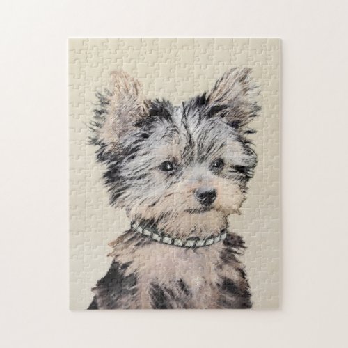 Yorkshire Terrier Puppy Painting Original Dog Art Jigsaw Puzzle