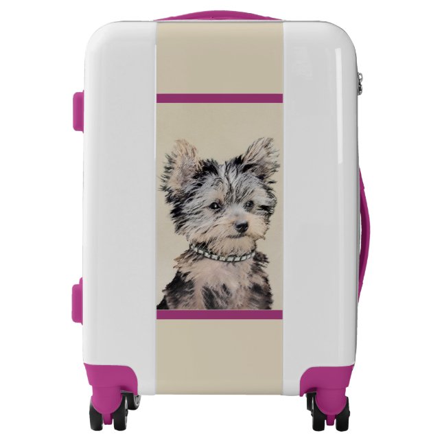 Yorkshire Terrier Puppy Painting Original Dog Art  Luggage (Front)