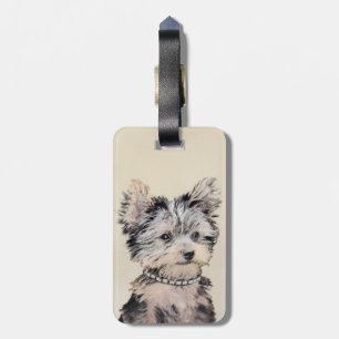 Yorkshire Terrier Puppy Painting Original Dog Art Luggage Tag