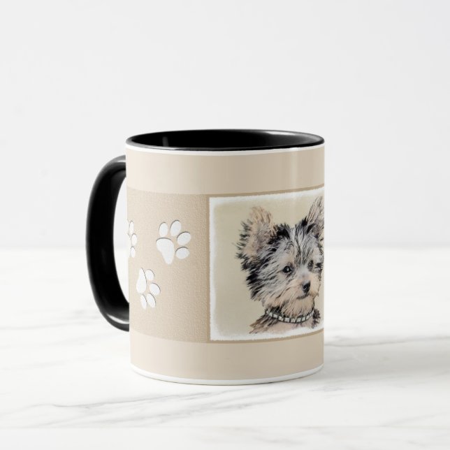 Yorkshire Terrier Puppy Painting Original Dog Art Mug (Front Left)