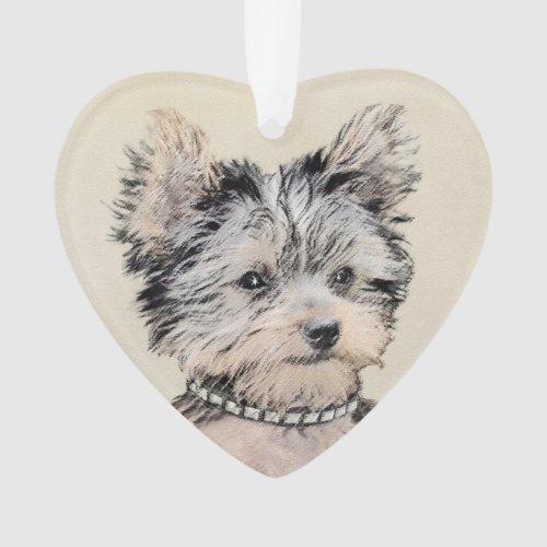 Yorkshire Terrier Puppy Painting Original Dog Art Ornament