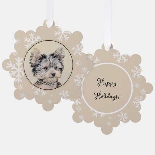 Yorkshire Terrier Puppy Painting Original Dog Art Ornament Card
