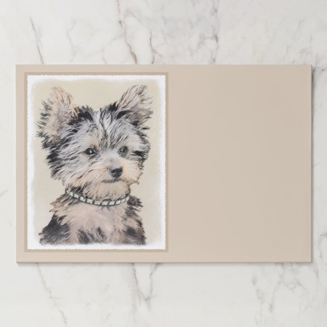 Yorkshire Terrier Puppy Painting Original Dog Art Paper Pad (Front)
