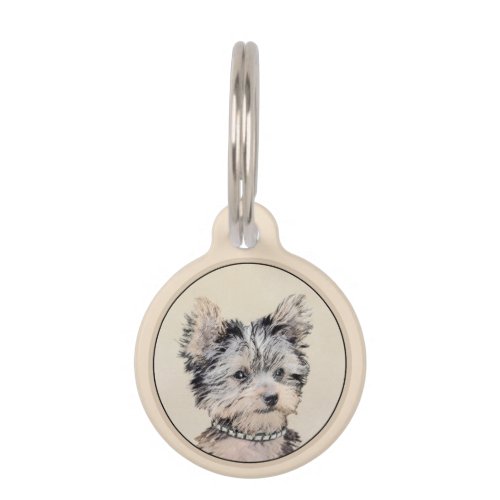 Yorkshire Terrier Puppy Painting Original Dog Art Pet ID Tag