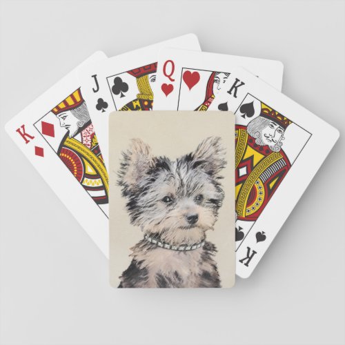 Yorkshire Terrier Puppy Painting Original Dog Art Poker Cards