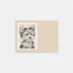 Yorkshire Terrier Puppy Painting Original Dog Art Post-it Notes