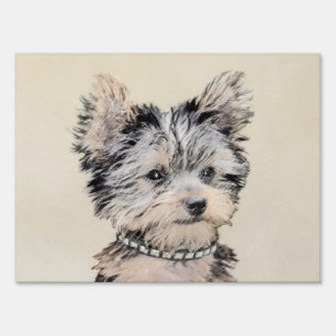 Yorkshire Terrier Puppy Painting Original Dog Art Sign