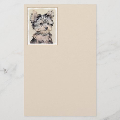 Yorkshire Terrier Puppy Painting Original Dog Art Stationery