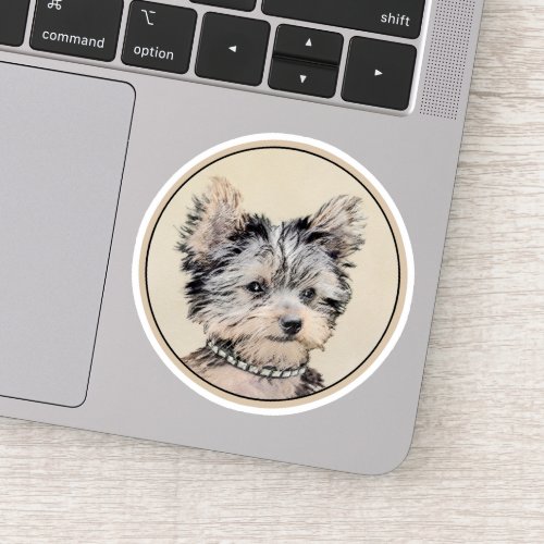 Yorkshire Terrier Puppy Painting Original Dog Art Sticker