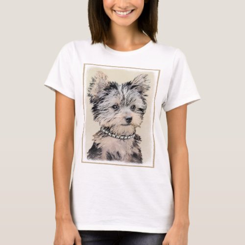 Yorkshire Terrier Puppy Painting Original Dog Art T_Shirt