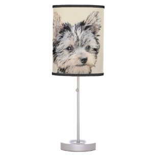 Yorkshire Terrier Puppy Painting Original Dog Art Table Lamp